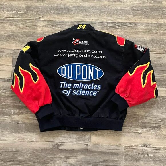Vintage Nascar #24 Jeff Gordon Dupont Flames Racing Jacket Size XL YOUTH - Picture 6 of 7